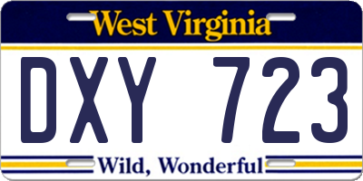 WV license plate DXY723