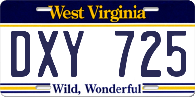 WV license plate DXY725