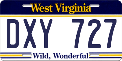 WV license plate DXY727