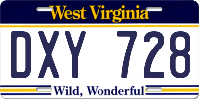 WV license plate DXY728