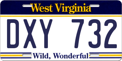 WV license plate DXY732