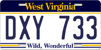 WV license plate DXY733
