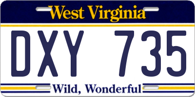 WV license plate DXY735