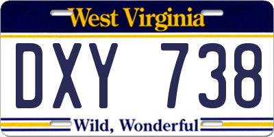 WV license plate DXY738