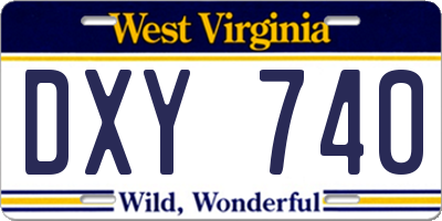 WV license plate DXY740