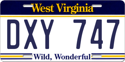 WV license plate DXY747
