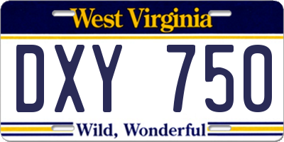 WV license plate DXY750