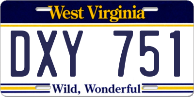 WV license plate DXY751