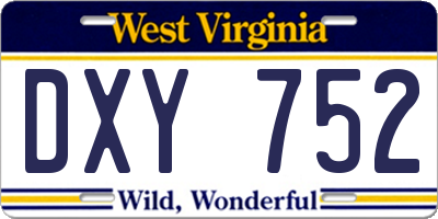 WV license plate DXY752