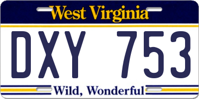 WV license plate DXY753