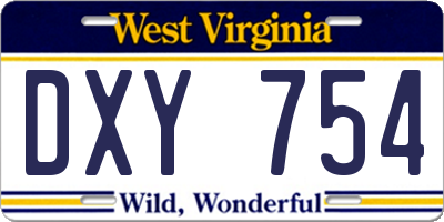 WV license plate DXY754