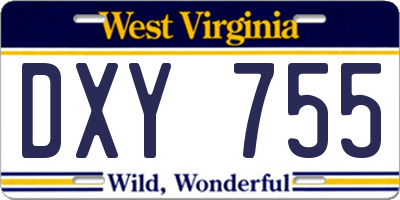 WV license plate DXY755
