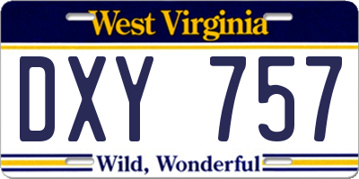 WV license plate DXY757