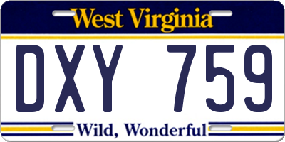 WV license plate DXY759