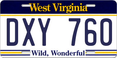 WV license plate DXY760