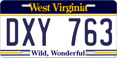 WV license plate DXY763