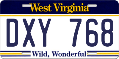WV license plate DXY768