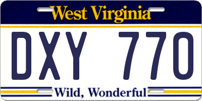 WV license plate DXY770