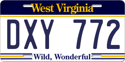WV license plate DXY772