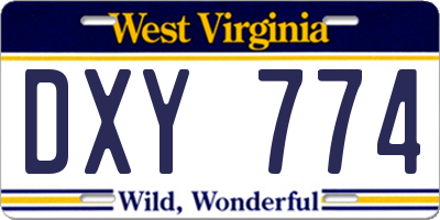 WV license plate DXY774