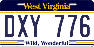 WV license plate DXY776