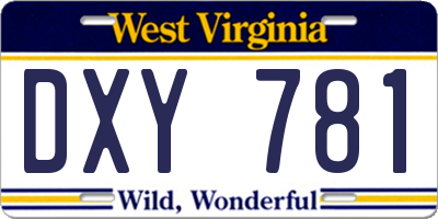 WV license plate DXY781