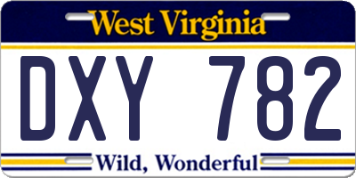 WV license plate DXY782