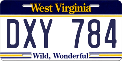 WV license plate DXY784