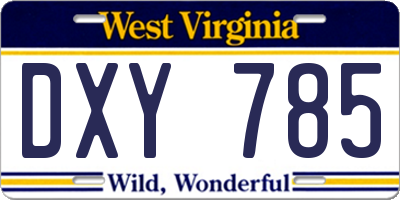 WV license plate DXY785