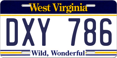 WV license plate DXY786