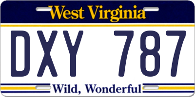 WV license plate DXY787