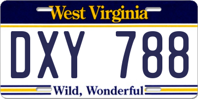 WV license plate DXY788