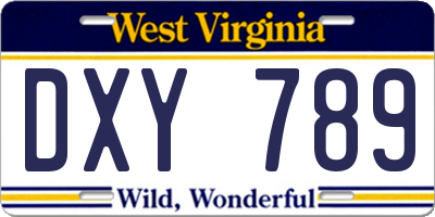 WV license plate DXY789