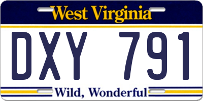 WV license plate DXY791