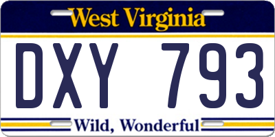 WV license plate DXY793