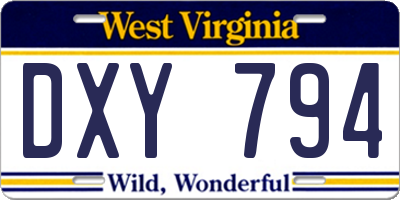 WV license plate DXY794