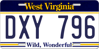 WV license plate DXY796