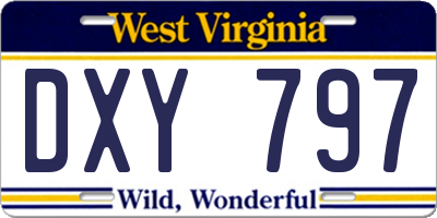 WV license plate DXY797