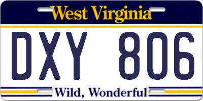 WV license plate DXY806