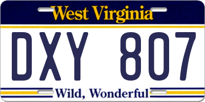 WV license plate DXY807