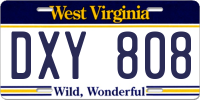 WV license plate DXY808