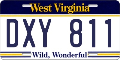 WV license plate DXY811
