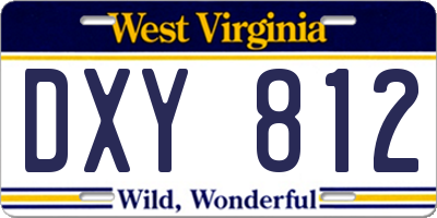 WV license plate DXY812