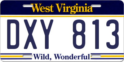 WV license plate DXY813