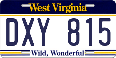 WV license plate DXY815