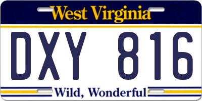 WV license plate DXY816