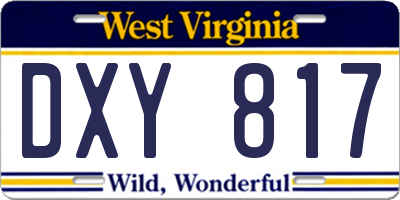WV license plate DXY817