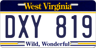 WV license plate DXY819