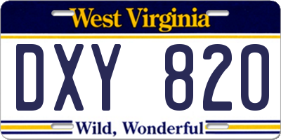 WV license plate DXY820
