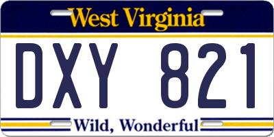 WV license plate DXY821